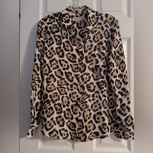 Philosophy Leopard Print Button-Down Shirt Small 100% Polyester